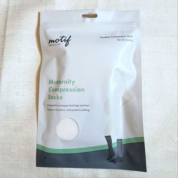Motif Medical White Maternity Compression Socks 20-30mm Mercury Size Medium - Picture 1 of 7